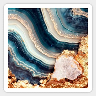 Geode Blue Mineral and Gold Texture Sticker